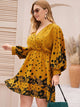 Plus Surplice Neck Floral Print Dress