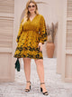 Plus Surplice Neck Floral Print Dress