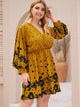 Plus Surplice Neck Floral Print Dress