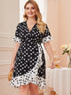 Plus Heart Print Ruffle Wrap A-line Dress