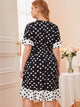 Plus Heart Print Ruffle Wrap A-line Dress