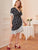 Plus Heart Print Ruffle Wrap A-line Dress