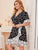 Plus Heart Print Ruffle Wrap A-line Dress