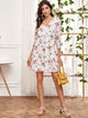 V-neck Floral Print A-line Dress