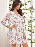 V-neck Floral Print A-line Dress