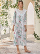 Floral Print Contrast Lace Satin Night Dress