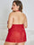 Plus Contrast Lace Mesh Halter Dress With Thong