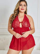 Plus Contrast Lace Mesh Halter Dress With Thong