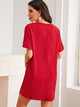 V Neck Solid Tunic Dress Without Belt