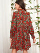 Shirred Cuff Floral Print Dress