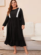 Plus Contrast Lace Ruffle Hem Night Dress