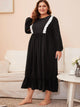 Plus Contrast Lace Ruffle Hem Night Dress