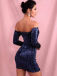 LOVE&LEMONADE Off Shoulder Sequin Bodycon Dress
