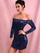 LOVE&LEMONADE Off Shoulder Sequin Bodycon Dress