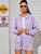 Striped Side Drawstring Zip Up Hooded Jacket With Shorts