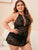 Plus Floral Lace Criss Cross Halter Dress & Thong