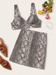 Snakeskin Crop Cami Top & Skirt Set