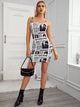 Newspaper Print Bodycon Dress