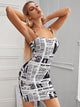 Newspaper Print Bodycon Dress