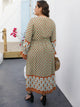 Plus Floral Print Split A-line Dress