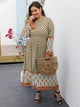 Plus Floral Print Split A-line Dress