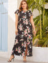 Plus Floral Print Split Dress