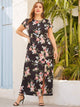 Plus Floral Print Split Dress