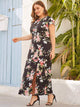 Plus Floral Print Split Dress