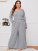 Plus Button Front Long Sleeve Jumpsuit