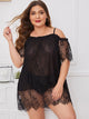 Plus Floral Lace Sheer Dress