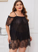 Plus Floral Lace Sheer Dress