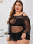 Plus Floral Lace Long Sleeve Dress & Thong