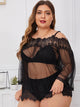 Plus Floral Lace Long Sleeve Dress & Thong