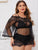 Plus Floral Lace Long Sleeve Dress & Thong