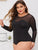 Plus Contrast Mesh Long Sleeve Teddy Bodysuit