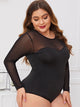 Plus Contrast Mesh Long Sleeve Teddy Bodysuit