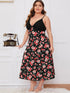Plus Floral Print Contrast Lace Night Dress
