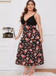 Plus Floral Print Contrast Lace Night Dress