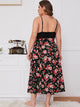 Plus Floral Print Contrast Lace Night Dress
