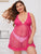 Plus Heart Print Mesh Dress & Thong