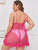 Plus Heart Print Mesh Dress & Thong