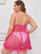 Plus Heart Print Mesh Dress & Thong