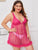 Plus Heart Print Mesh Dress & Thong