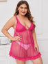 Plus Heart Print Mesh Dress & Thong