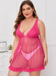 Plus Heart Print Mesh Dress & Thong