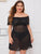 Plus Contrast Lace Mesh Dress