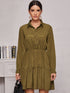 All Over Print Button Front Shirt Dress
