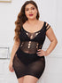 Plus Cut Out Sheer Mesh Dress Without Lingerie Set