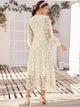 Lantern Sleeve Plant Lace Overlay Dress