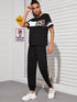 Leopard Panel Colo-Block Tee & Sweatpants